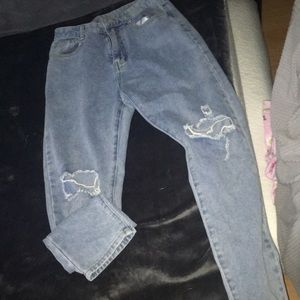 Baggy blue jeans